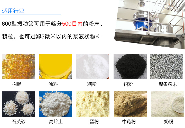 600型振动筛适用行业