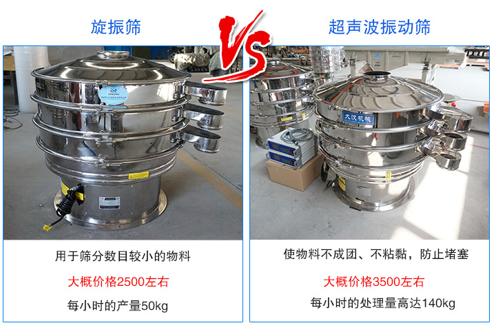 超声波振动筛和旋振筛筛分物料不同